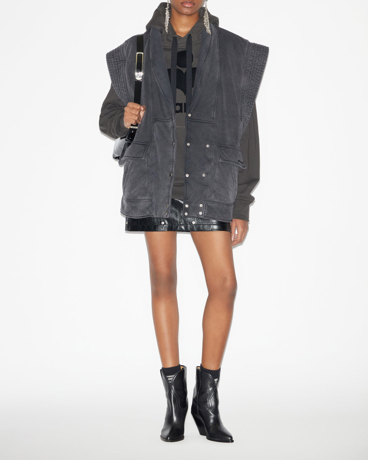 Naelle plain-colored cotton vest - Black - Woman - 1