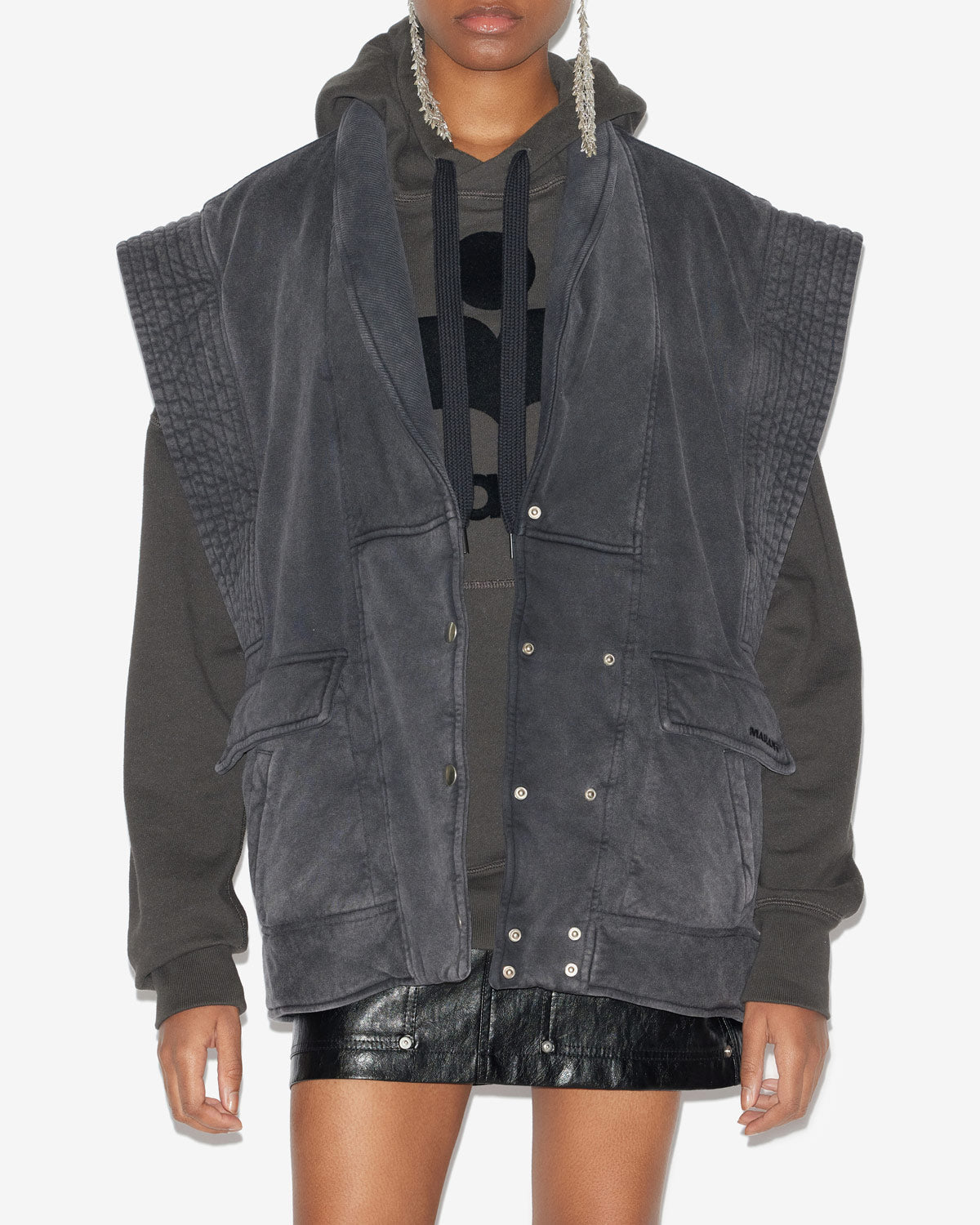 Naelle plain-colored cotton vest - Black - Woman - 3