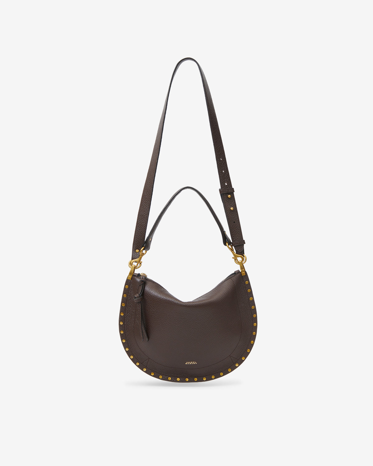 Oskan Soft Zip bag in grained leather Woman Coffee | ISABEL MARANT