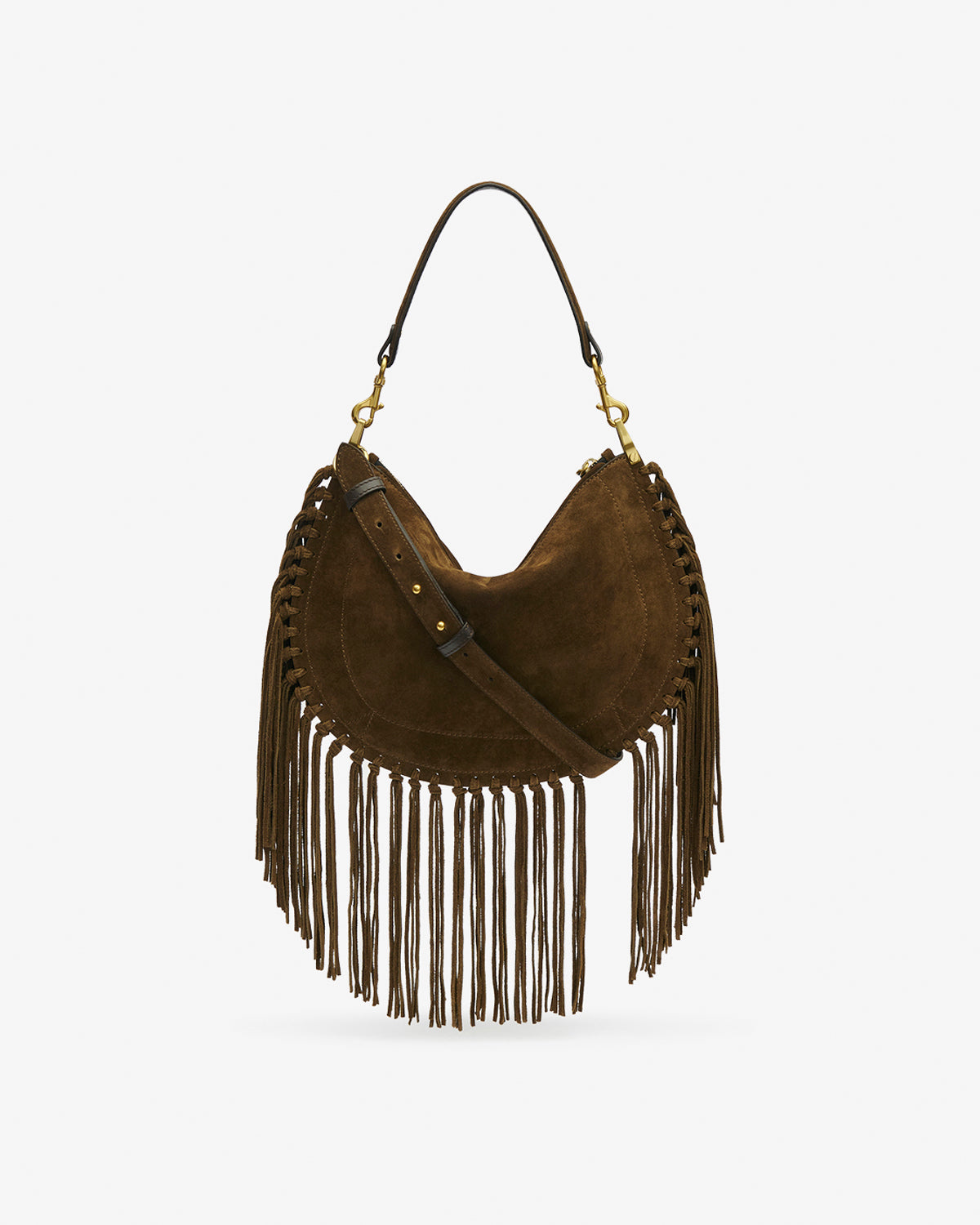 Oskan hobo zip fringed suede calfskin leather handbag - Bronze - Woman - 2