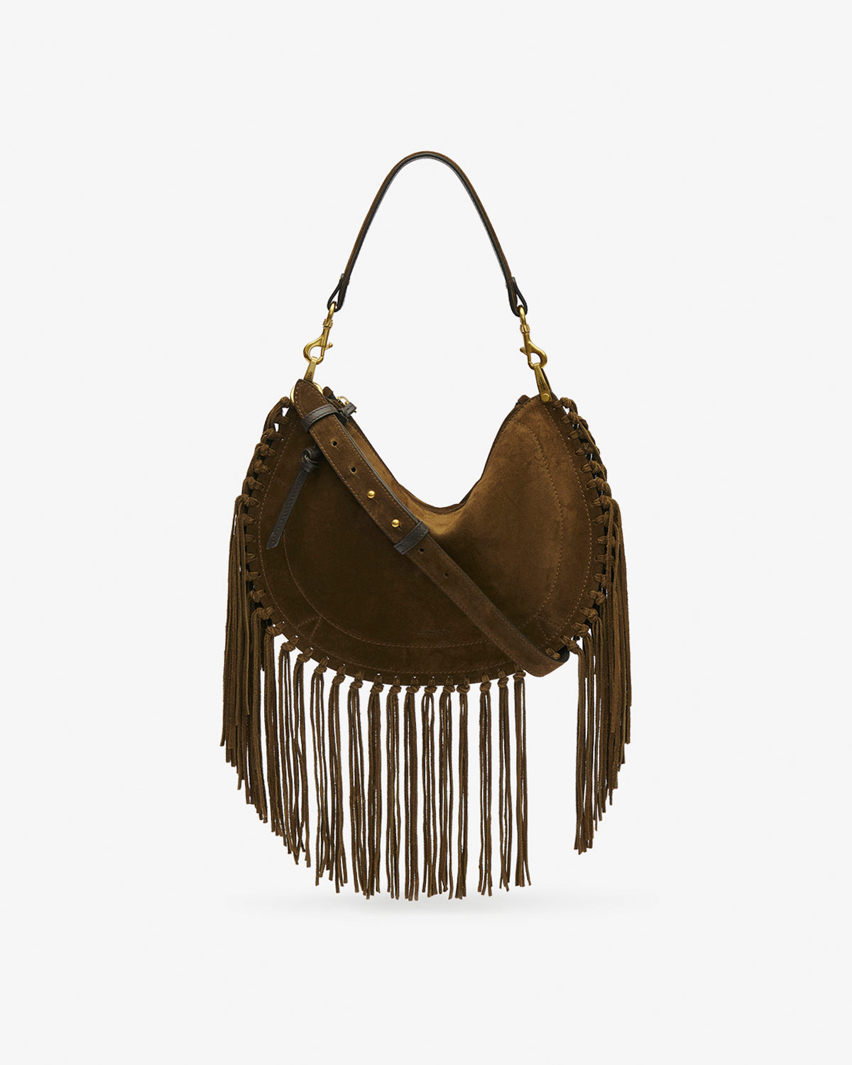 Oskan hobo zip fringed suede calfskin leather handbag - Bronze - Woman - 1