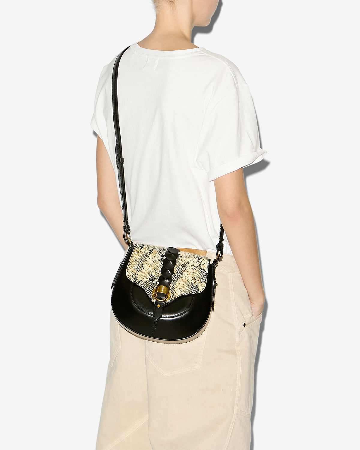 Altay small leather shoulder bag - Black-beige - Woman - 4