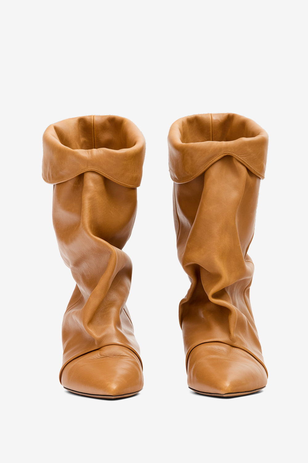 Botas drapeadas edrik de cuero suave - Fauve - Woman - 4