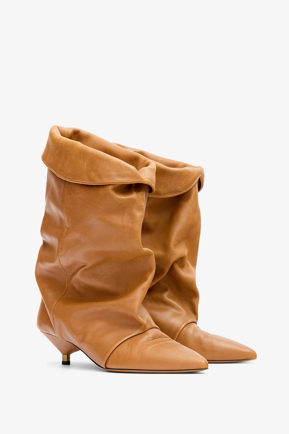 Botas drapeadas edrik de cuero suave - Fauve - Woman - 3