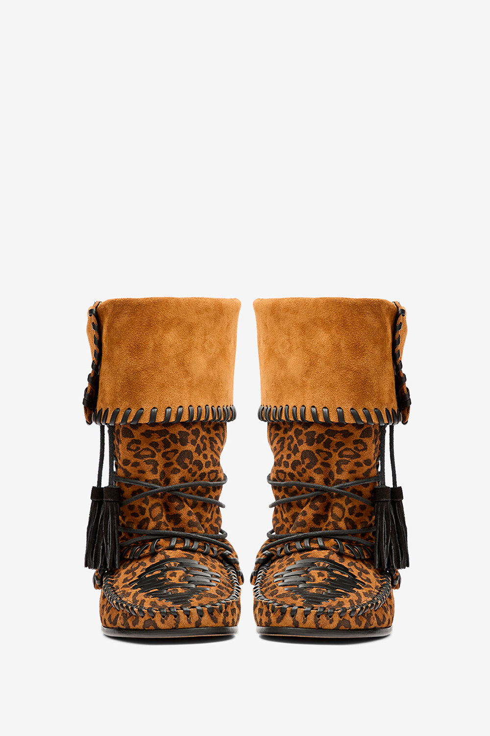 Stivali winki in pelle scamosciata e intrecciata - Leopard - Woman - 4