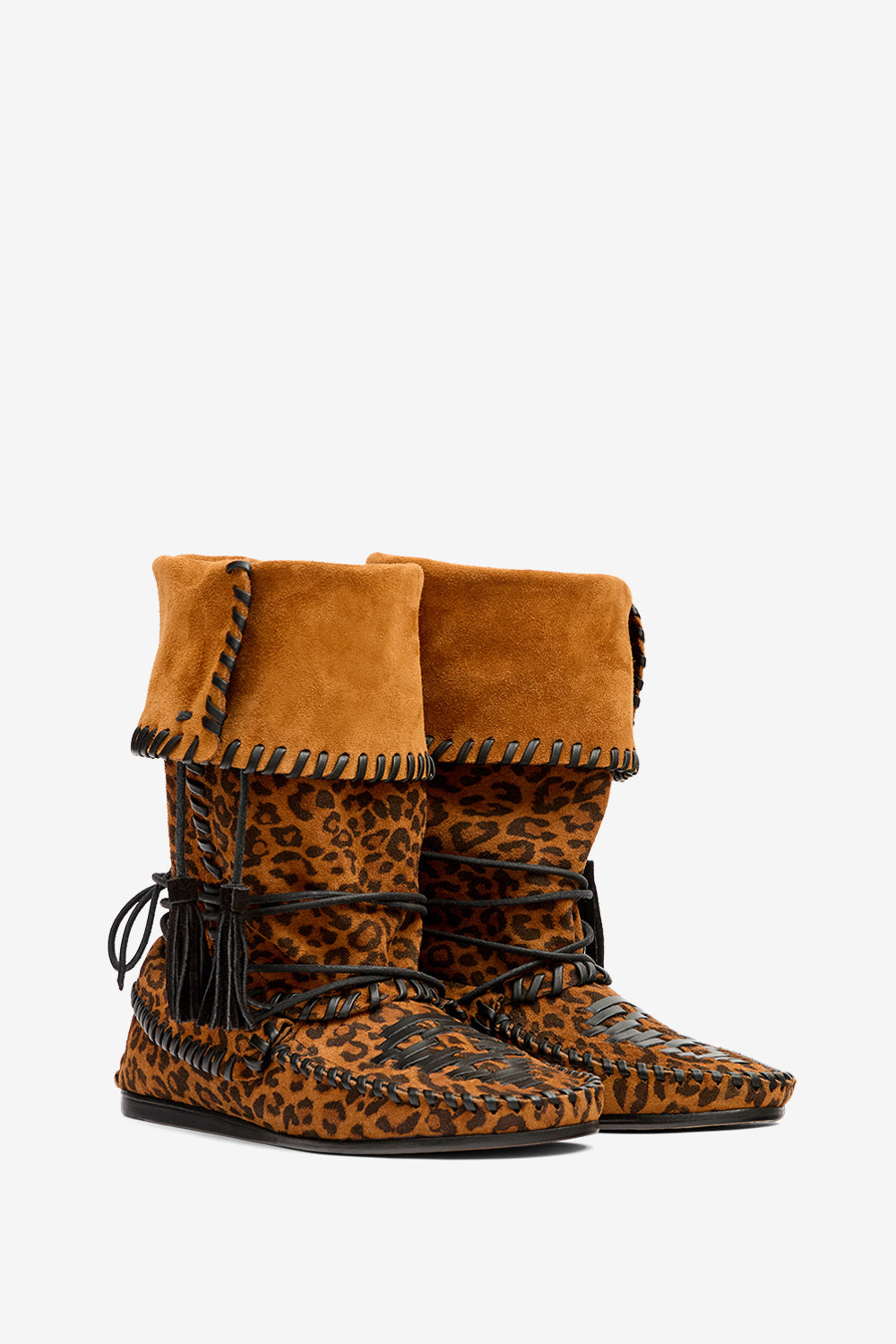 Stivali winki in pelle scamosciata e intrecciata - Leopard - Woman - 3