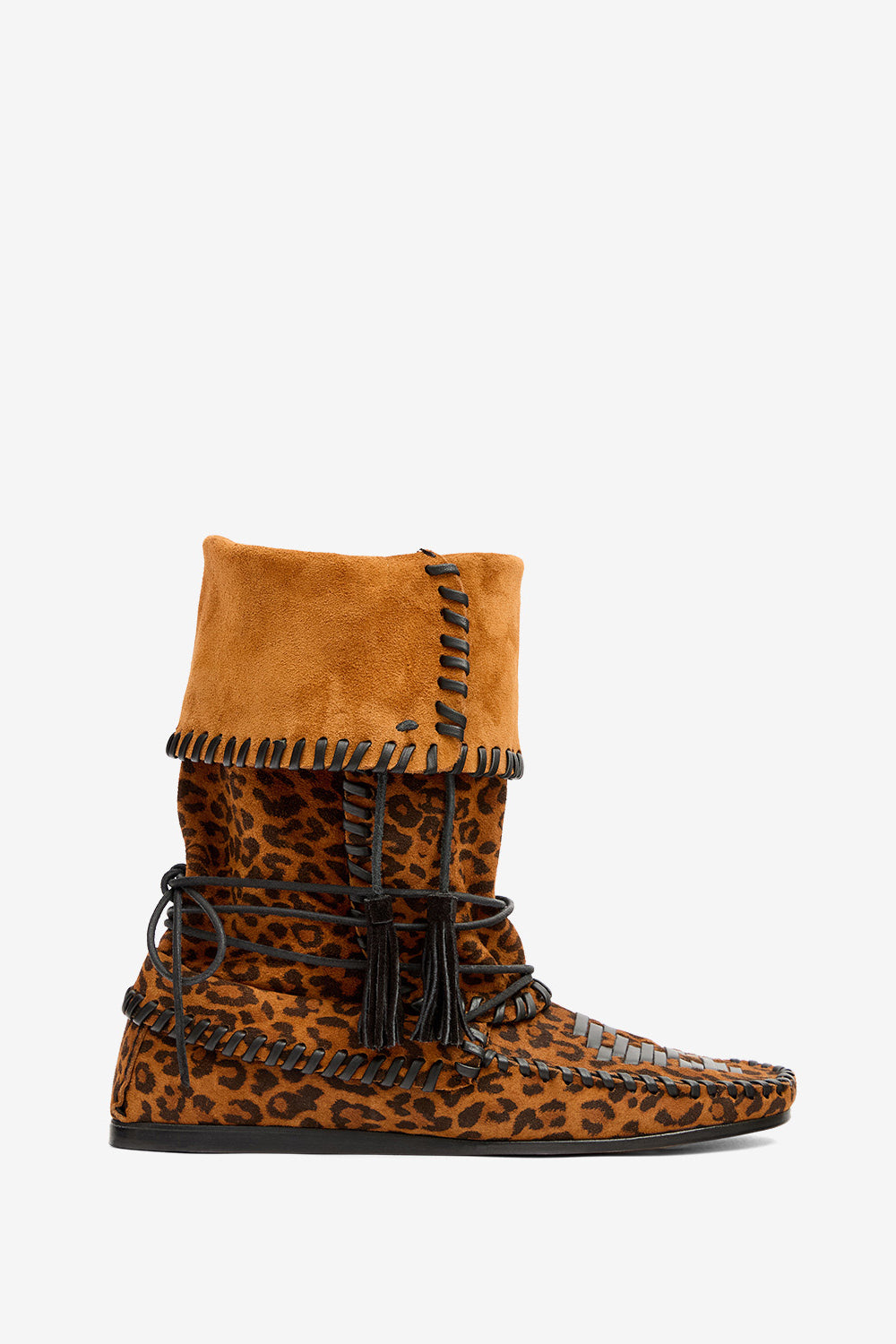 Stivali winki in pelle scamosciata e intrecciata - Leopard - Woman - 1