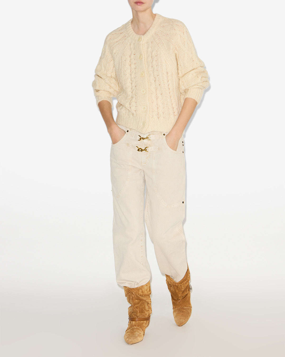 Yara cable knit cardigan - Ecru - Woman - 1