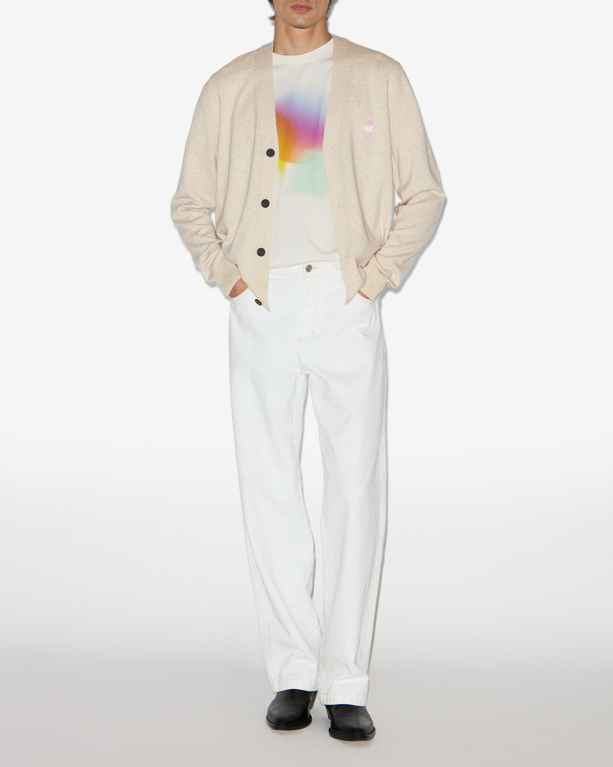 Cardigan melvin - Gris clair-rose - Man - 1