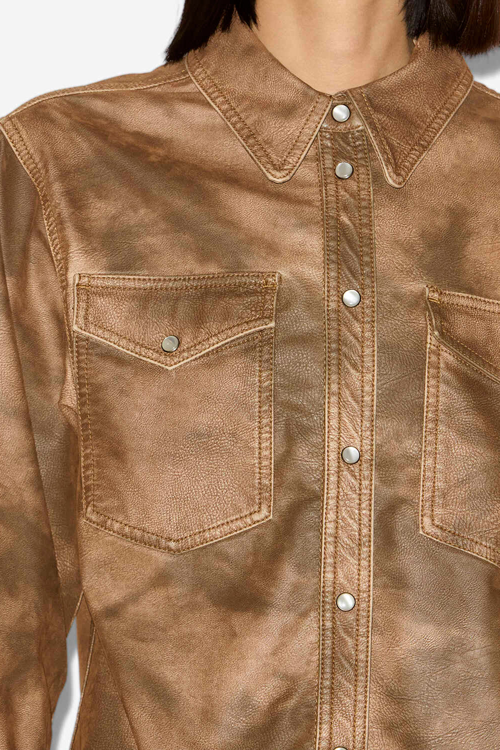 Camisa karima de piel sintética - Tabacco - Woman - 3