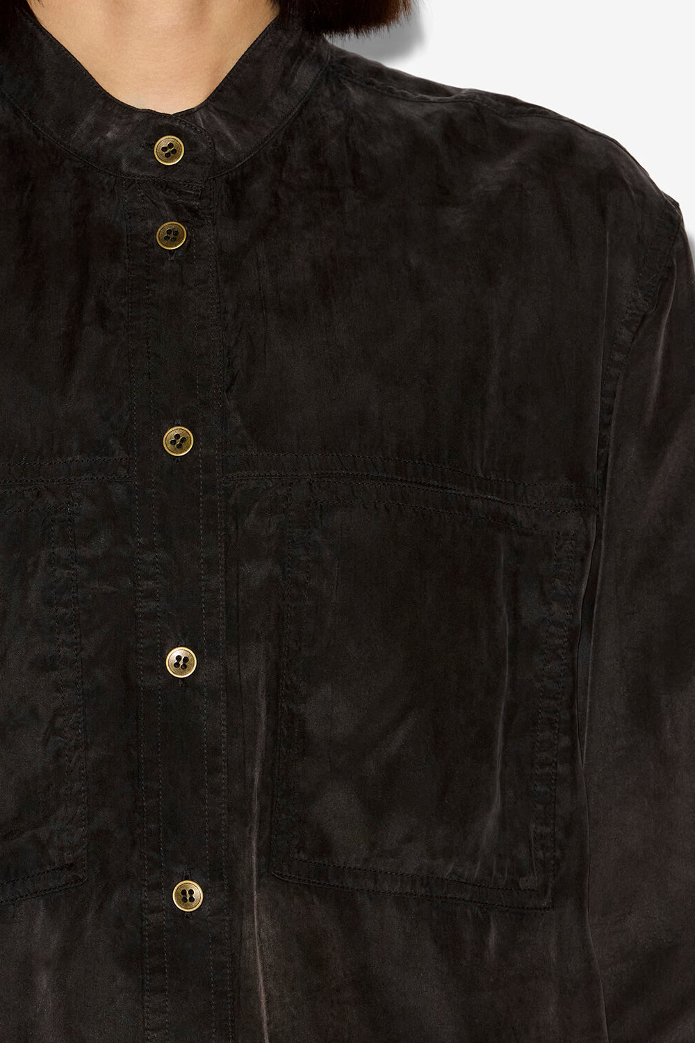 Camisa zetta de satén lavado - Negro lavado - Woman - 3