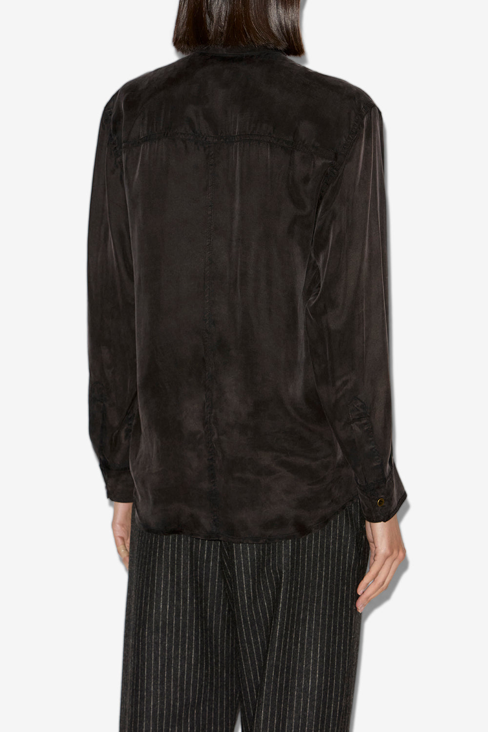 Camisa zetta de satén lavado - Negro lavado - Woman - 5