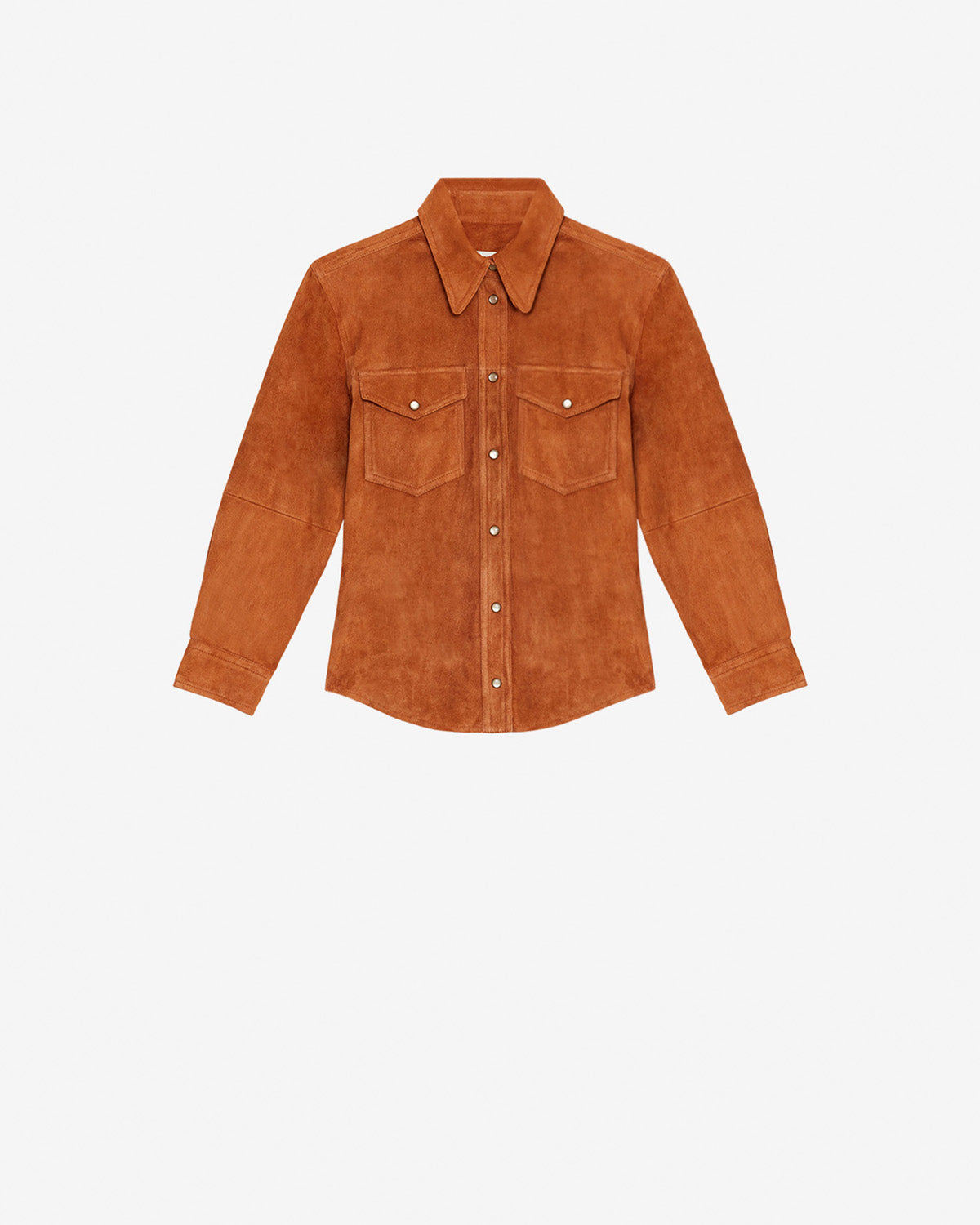 Delcia suede leather shirt - Cognac - Woman - 5