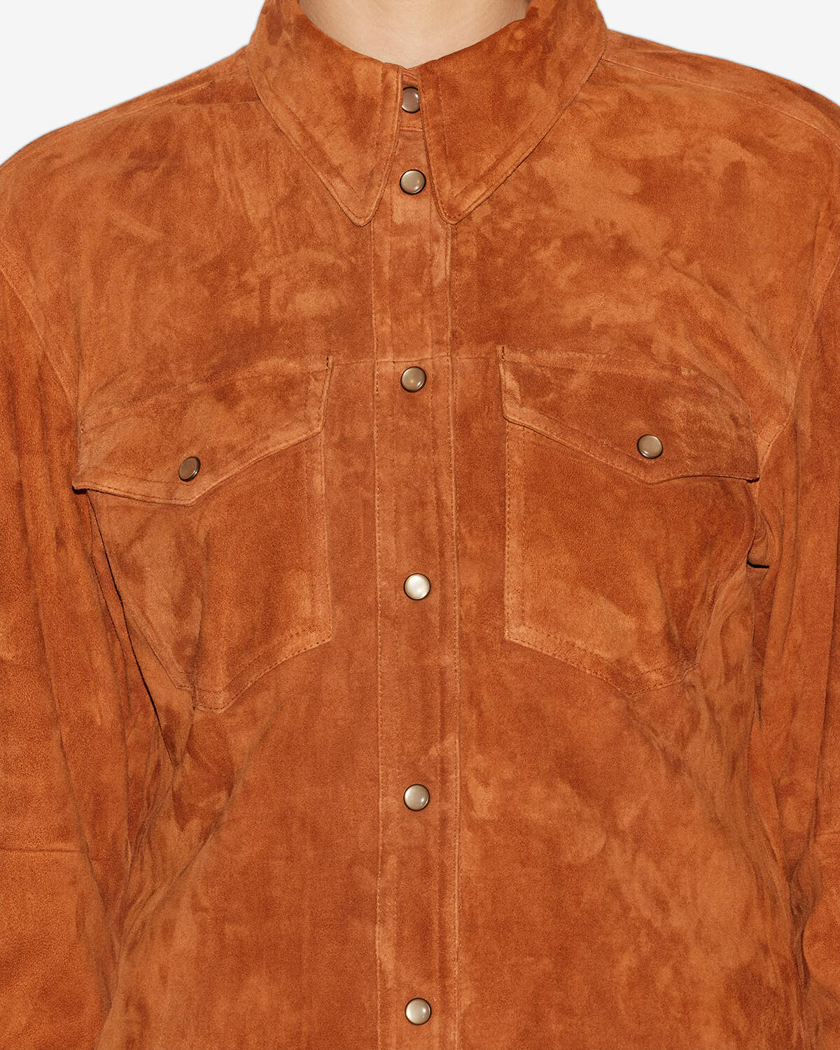 Delcia suede leather shirt - Cognac - Woman - 2