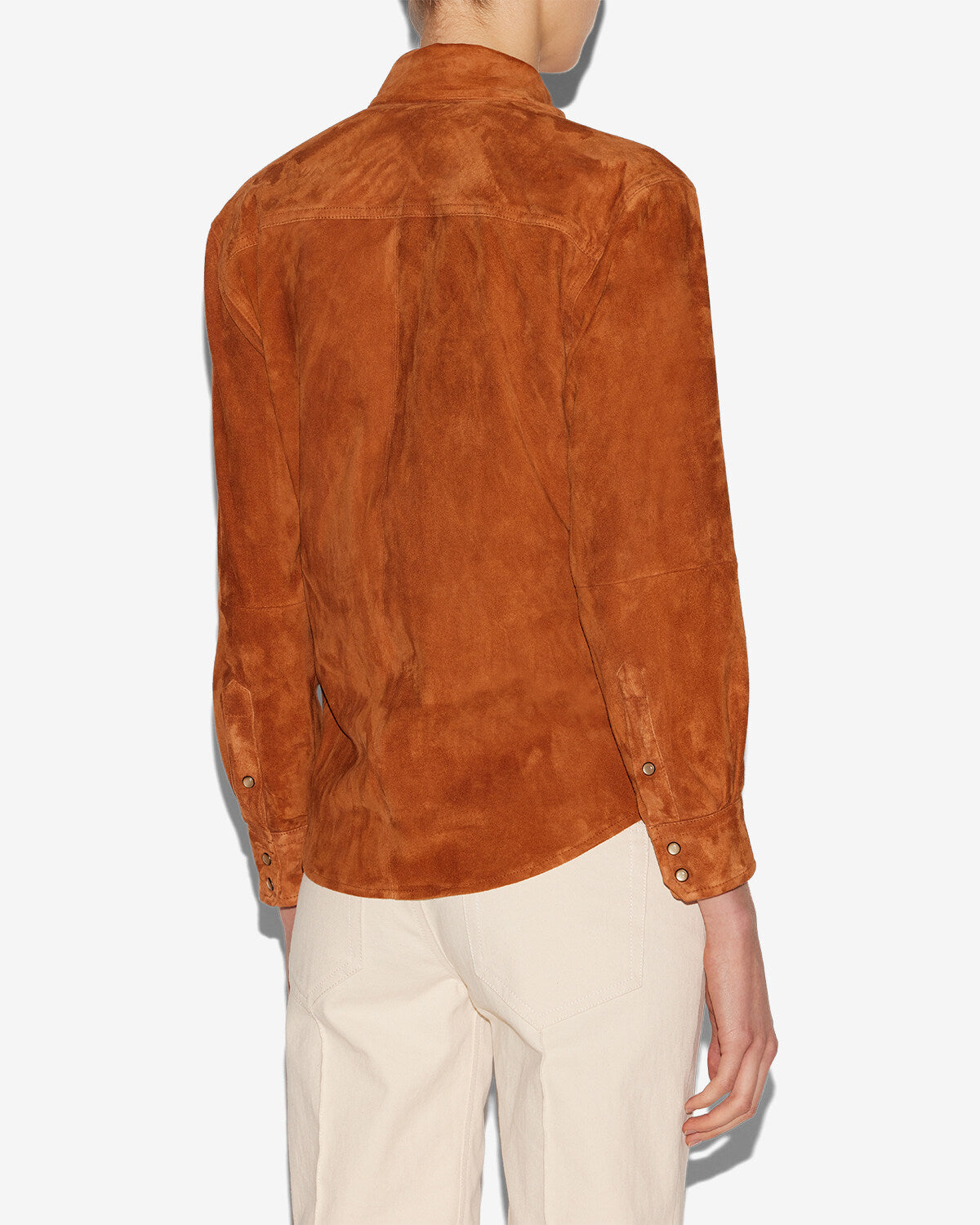 Delcia suede leather shirt - Cognac - Woman - 4