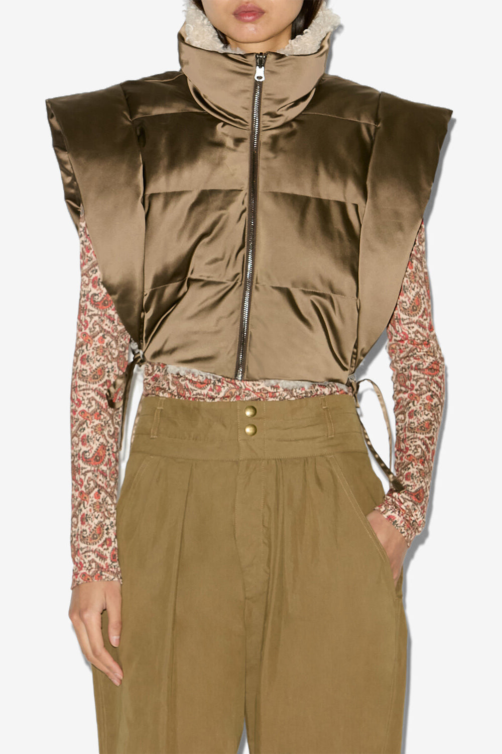 Wendbare weste hoodiali ohne ärmel - Khaki - Woman - 4