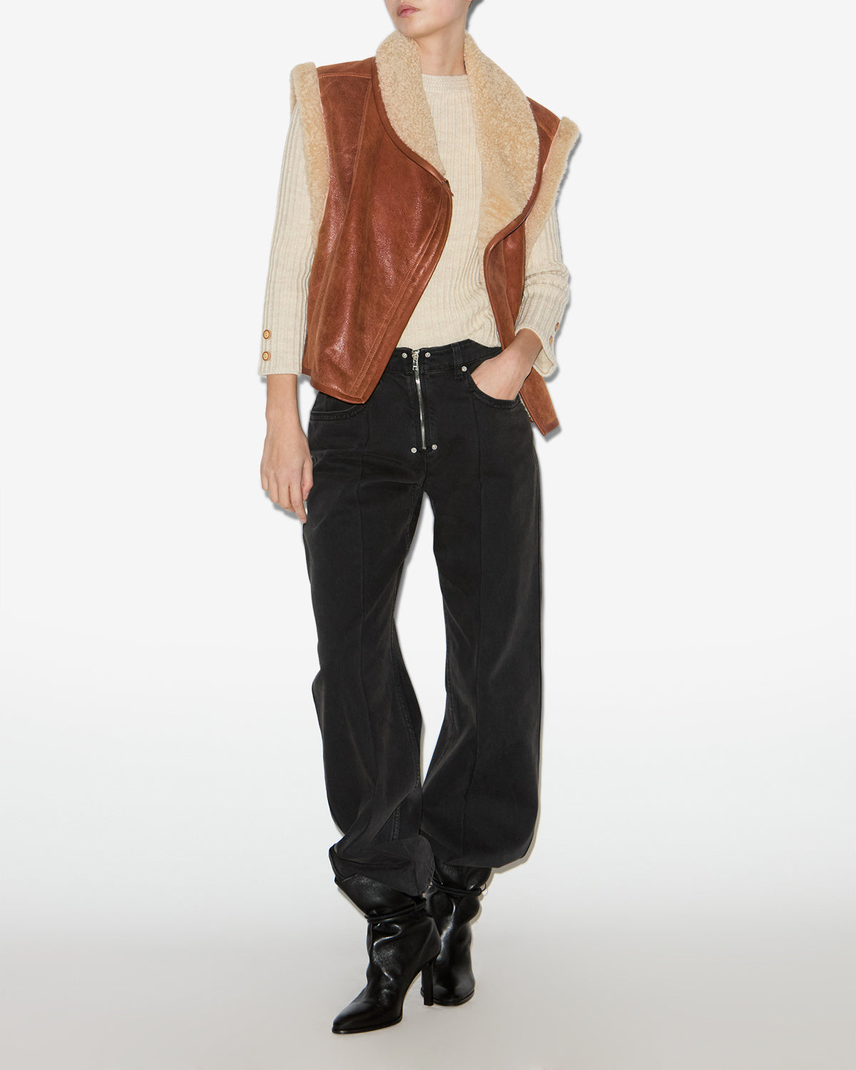 Alime shearling vest - Cognac - Woman - 1