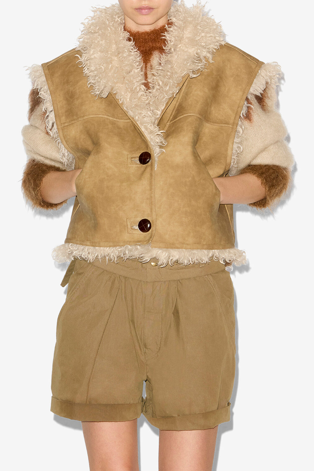 Ärmellose wendeweste clara in lammfelloptik - Taupe - Woman - 4