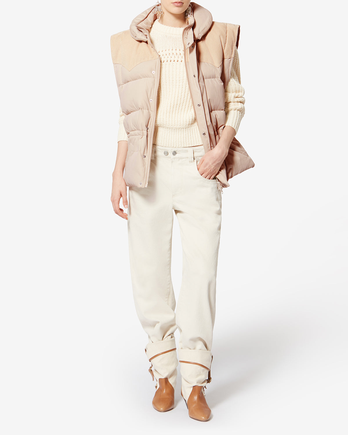 Gilet sans manches matelassé olfa - Écru - Woman - 1