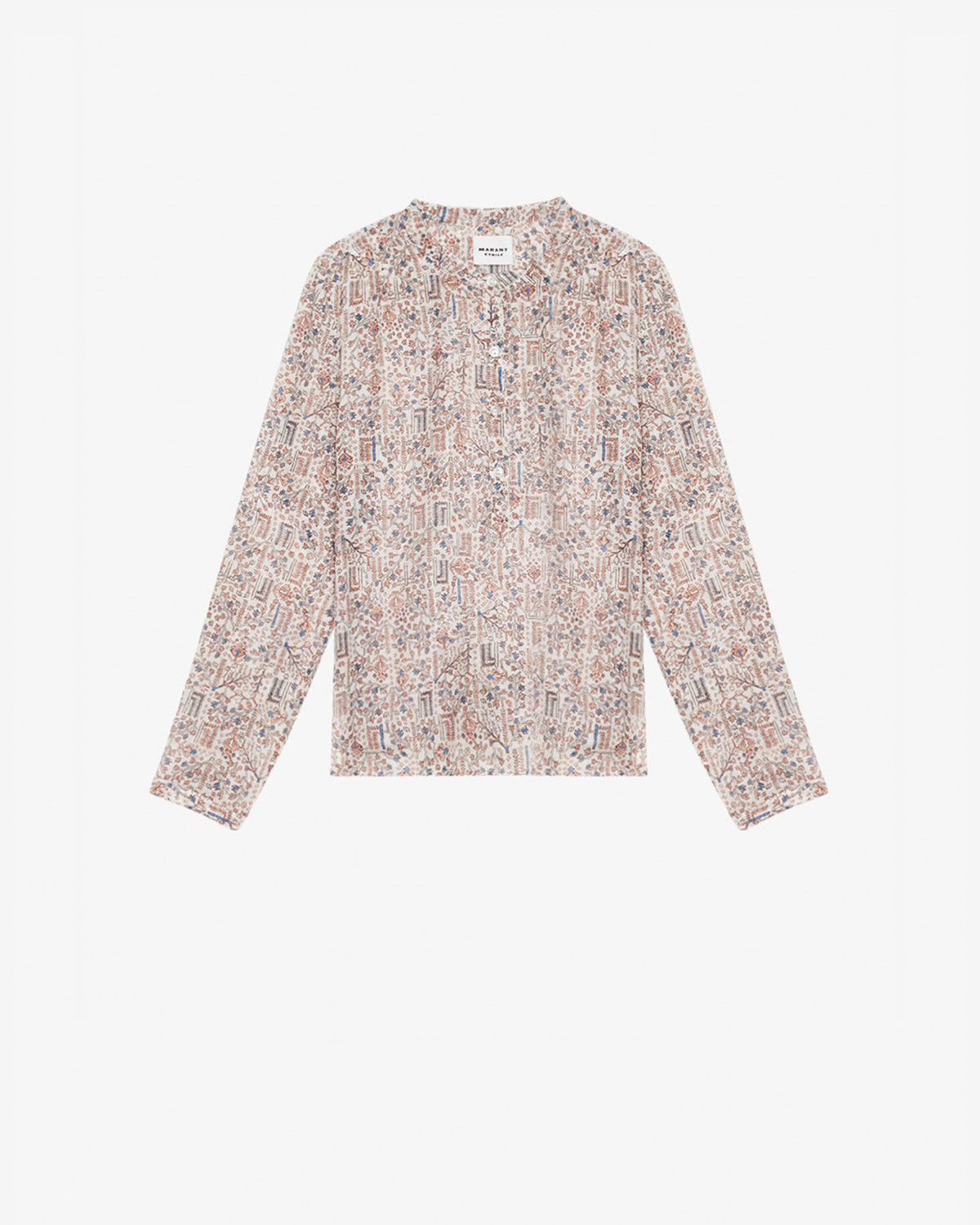 Blusa maria in voile di cotone con stampa - Ecru - Woman - 5