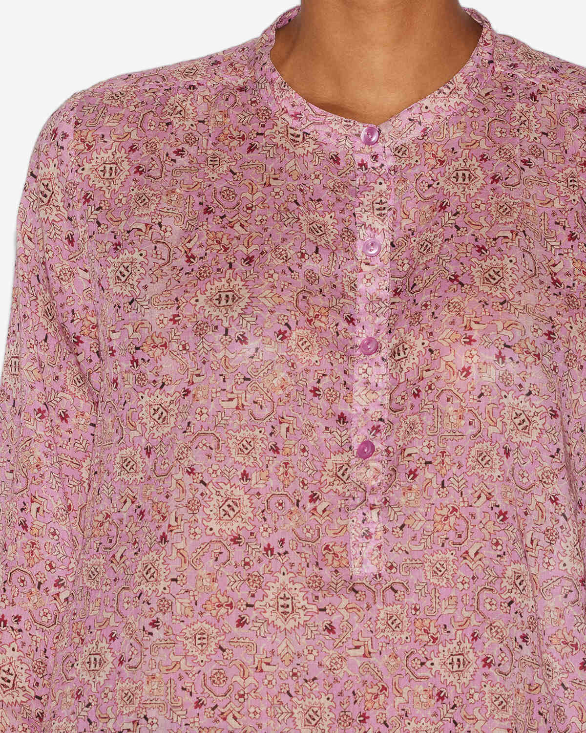 Blouse maria en voile de coton imprimé - Rose - Woman - 2