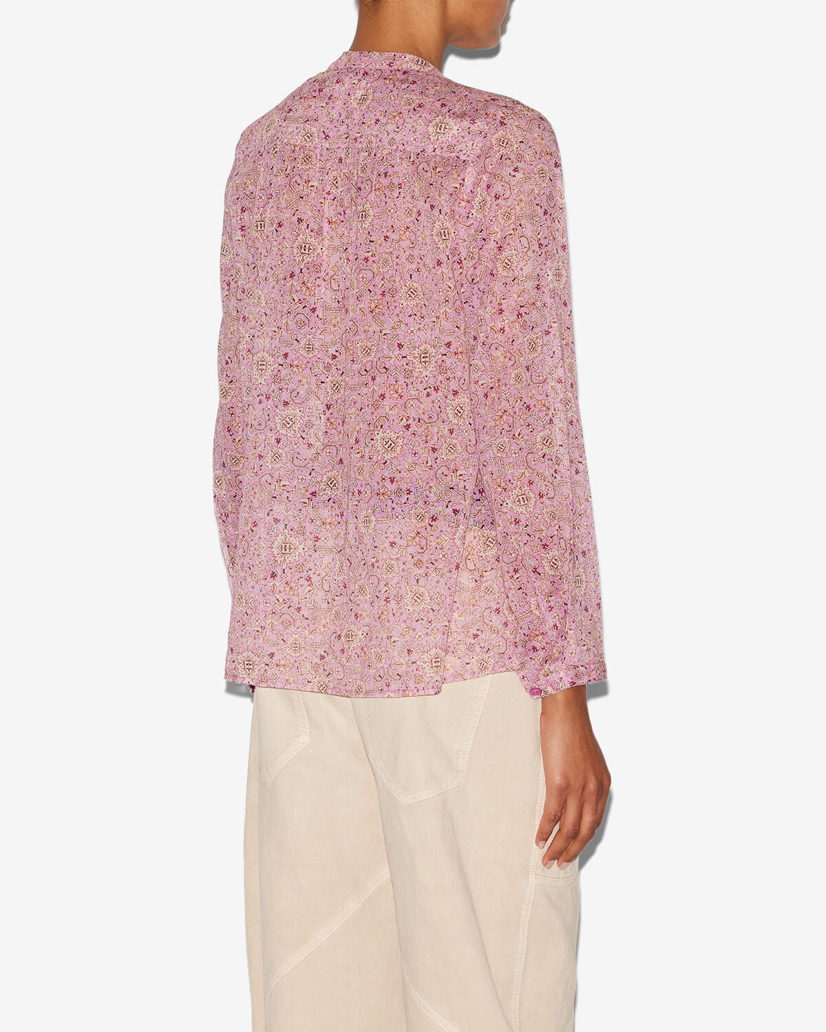 Blouse maria en voile de coton imprimé - Rose - Woman - 4