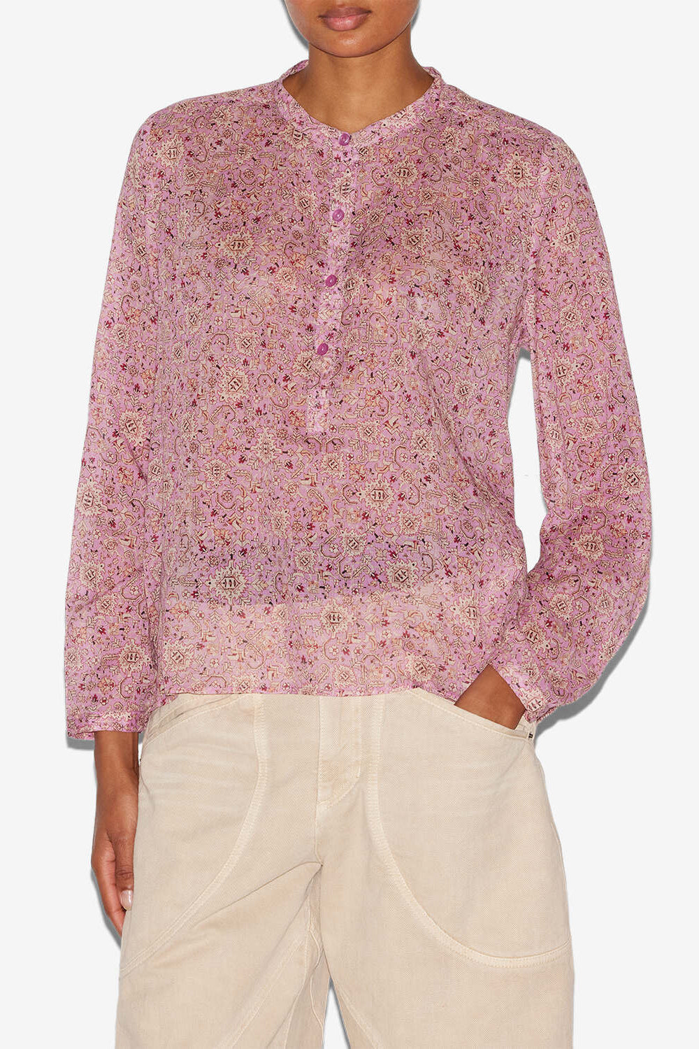 Maria プリント入り コットンボイル製 ブラウス - ピンク - Woman - 4