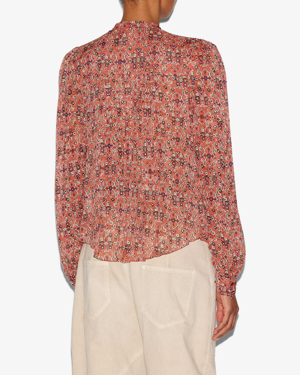 Noeline printed crepe blouse - Orange - Woman - 4