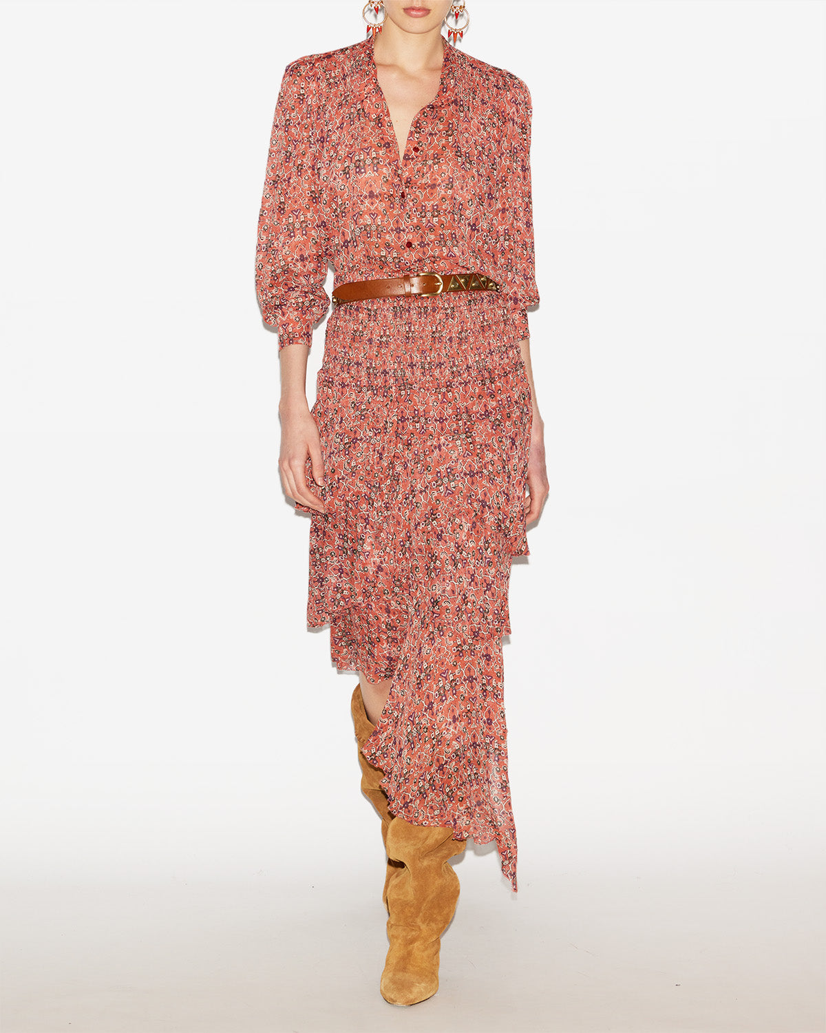 Noeline printed crepe blouse - Orange - Woman - 1