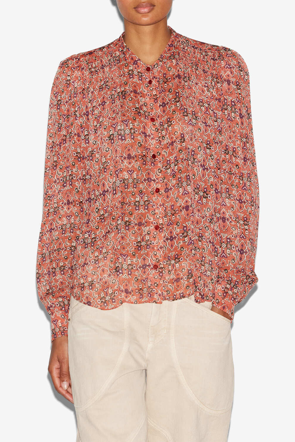 Noeline 프린트 크레이프 블라우스 - 주황색 - Woman - 4
