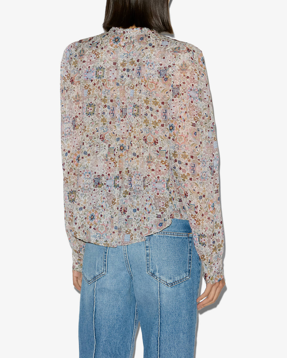 Noeline printed crepe blouse - Ecru - Woman - 4