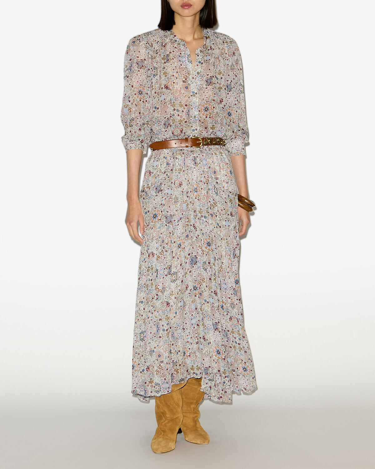 Noeline printed crepe blouse - Ecru - Woman - 1