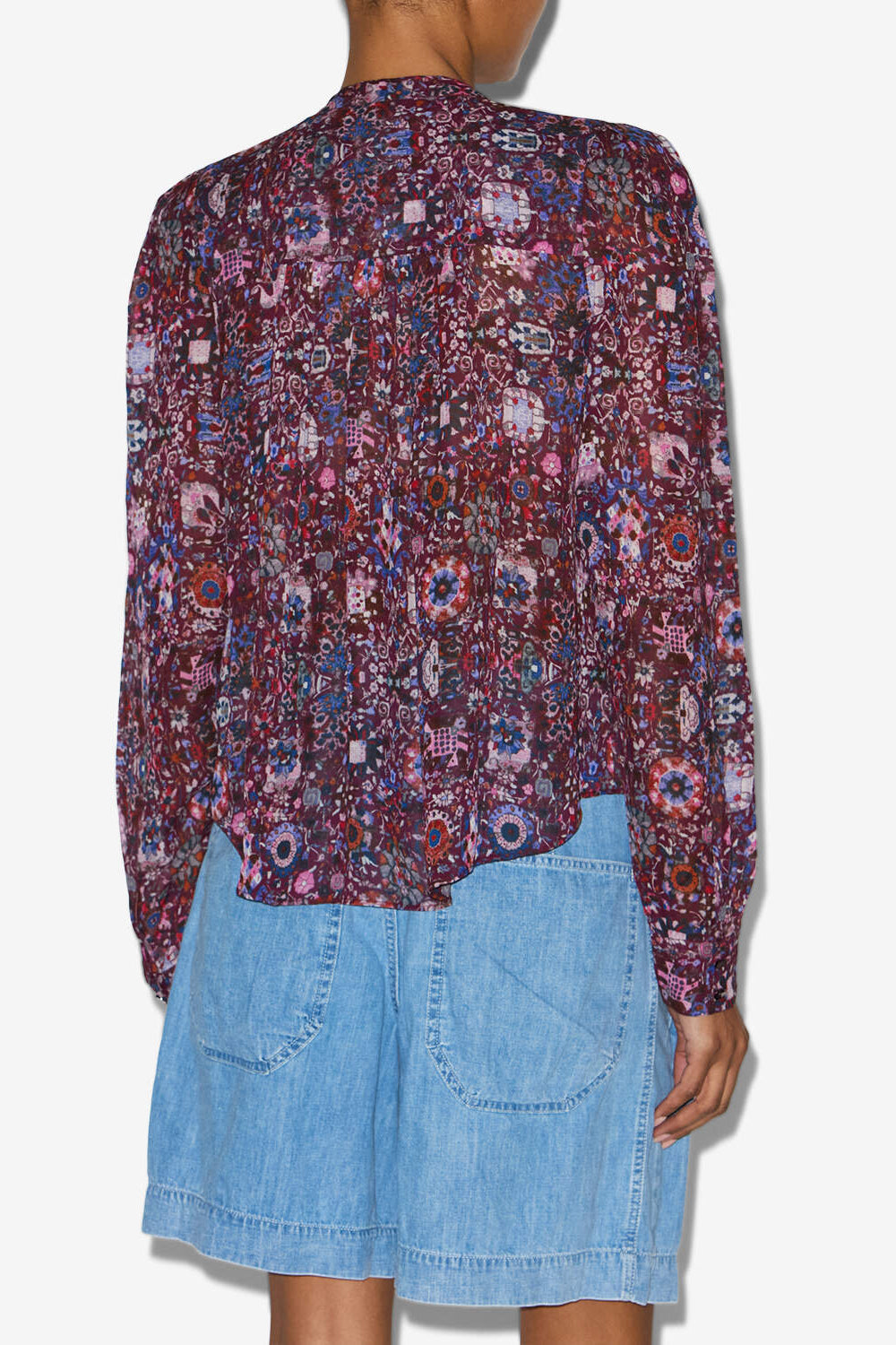 Blusa noeline en crepé estampado - Plum - Woman - 5