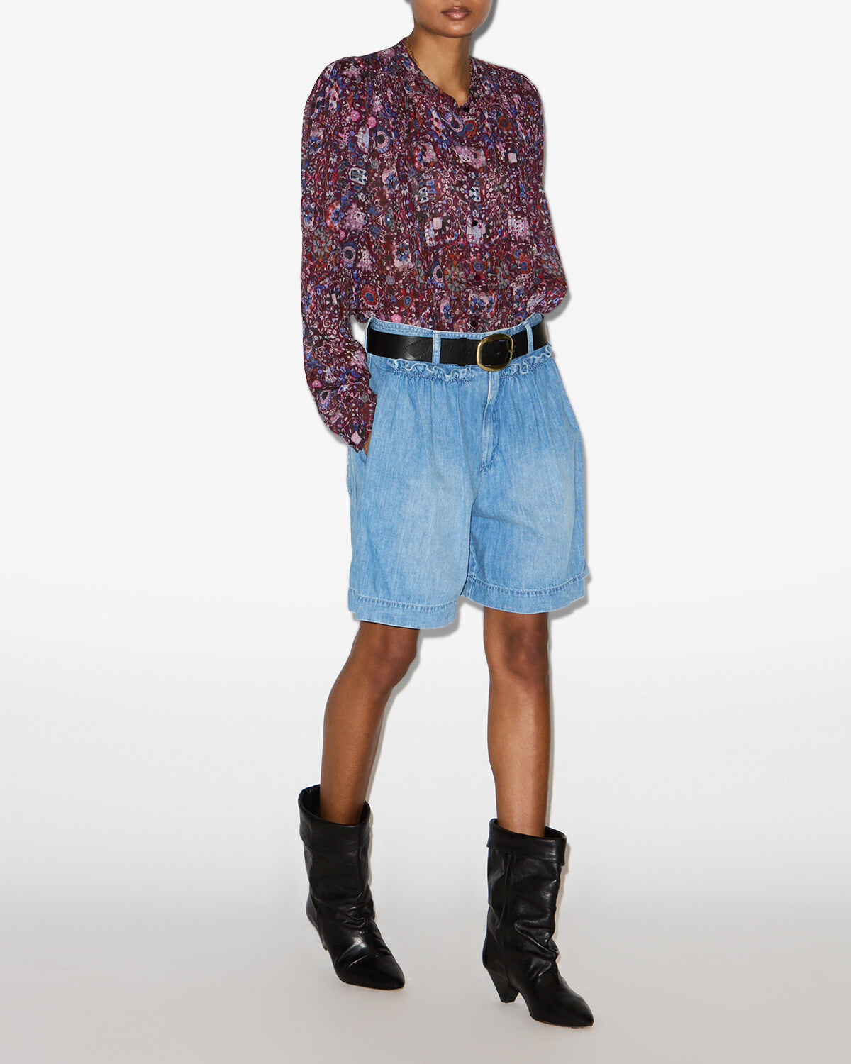 Blusa noeline en crepé estampado - Plum - Woman - 1