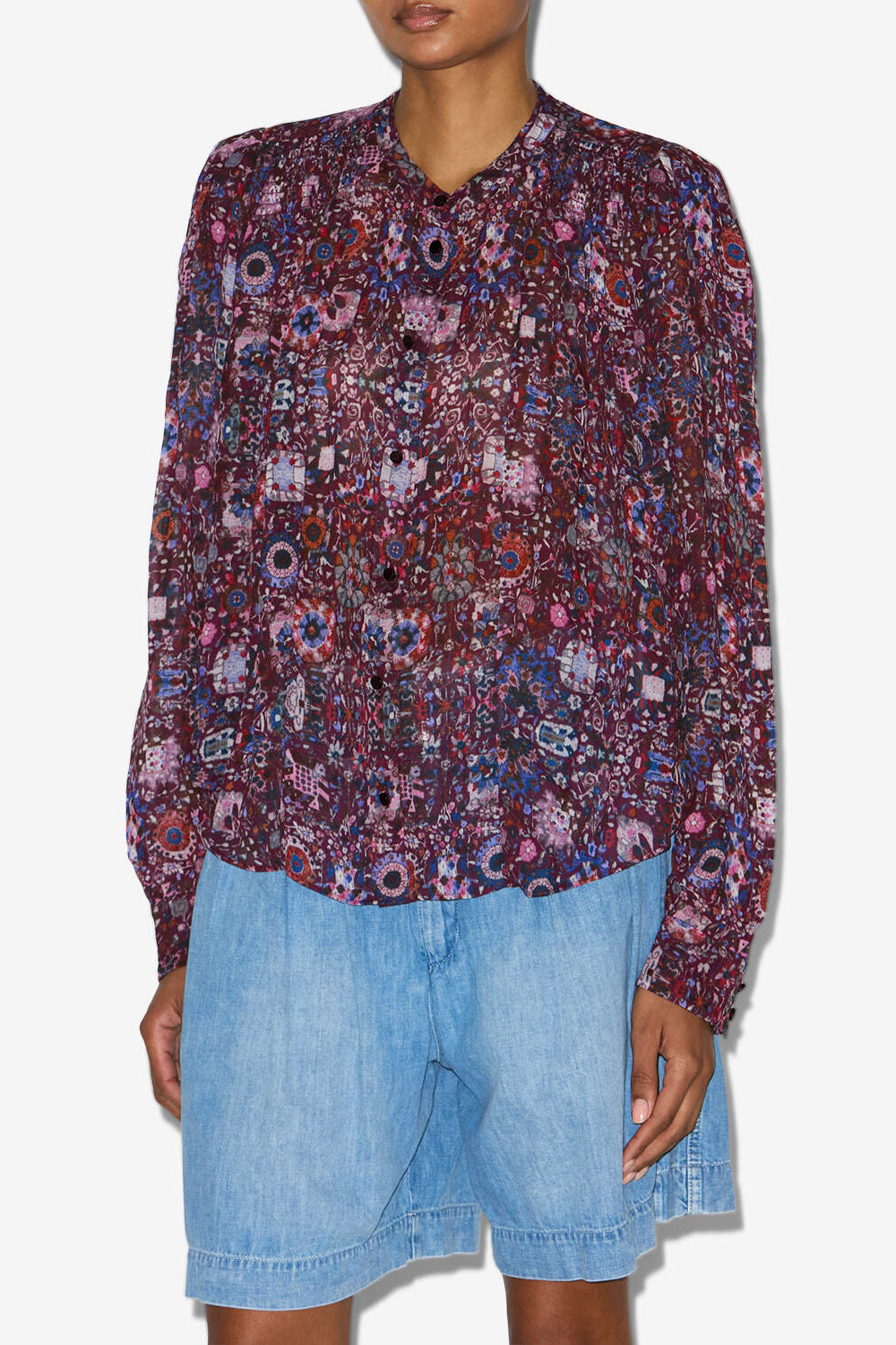 Blusa noeline en crepé estampado - Plum - Woman - 4