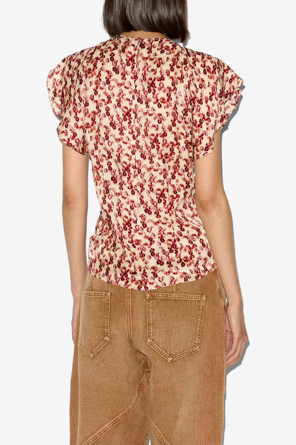 Lonea flowing patterned jacquard top - Garnet - Woman - 5