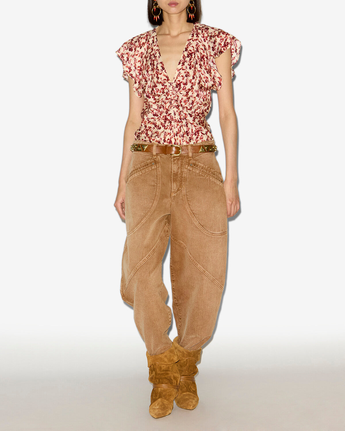 Top fluido lonea in jacquard con motivo - Garnet - Woman - 1