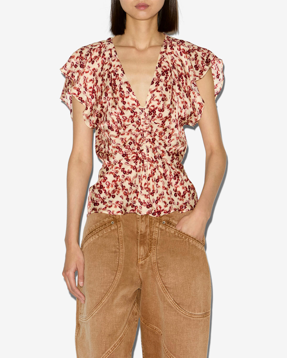 Top fluido lonea in jacquard con motivo - Garnet - Woman - 3