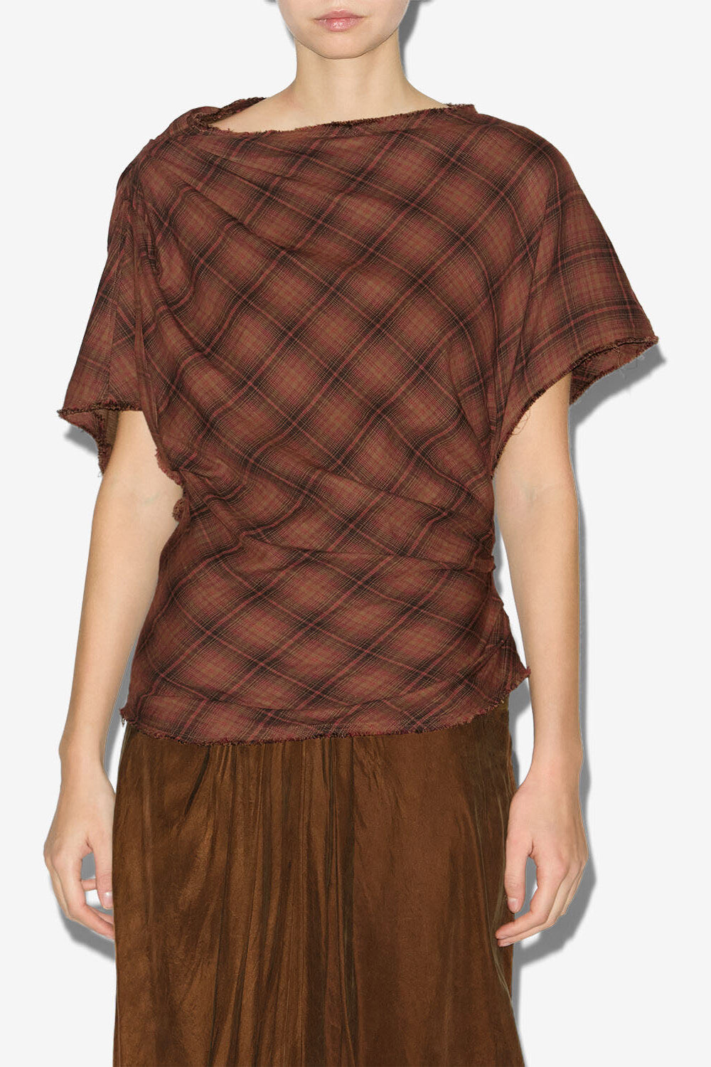 Top asimétrico neyela de cuadros - Dark bronze - Woman - 3