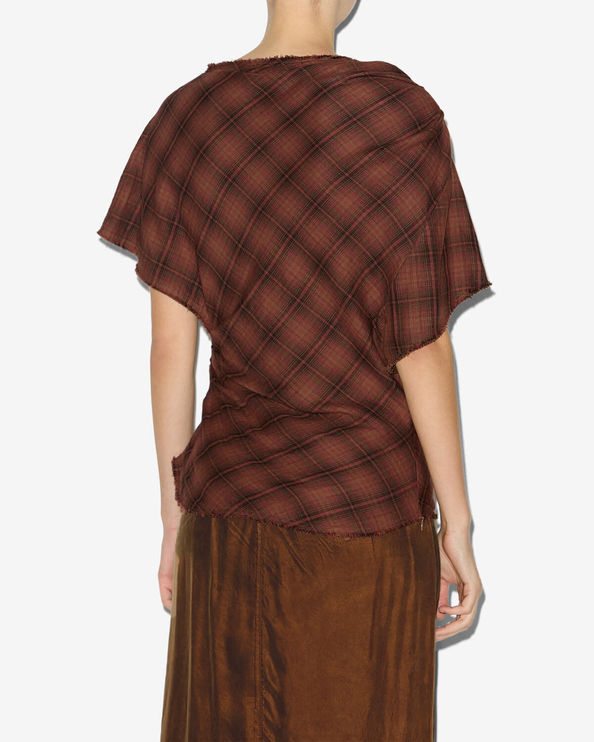 Neyela asymmetrical checkered top - Dark bronze - Woman - 3