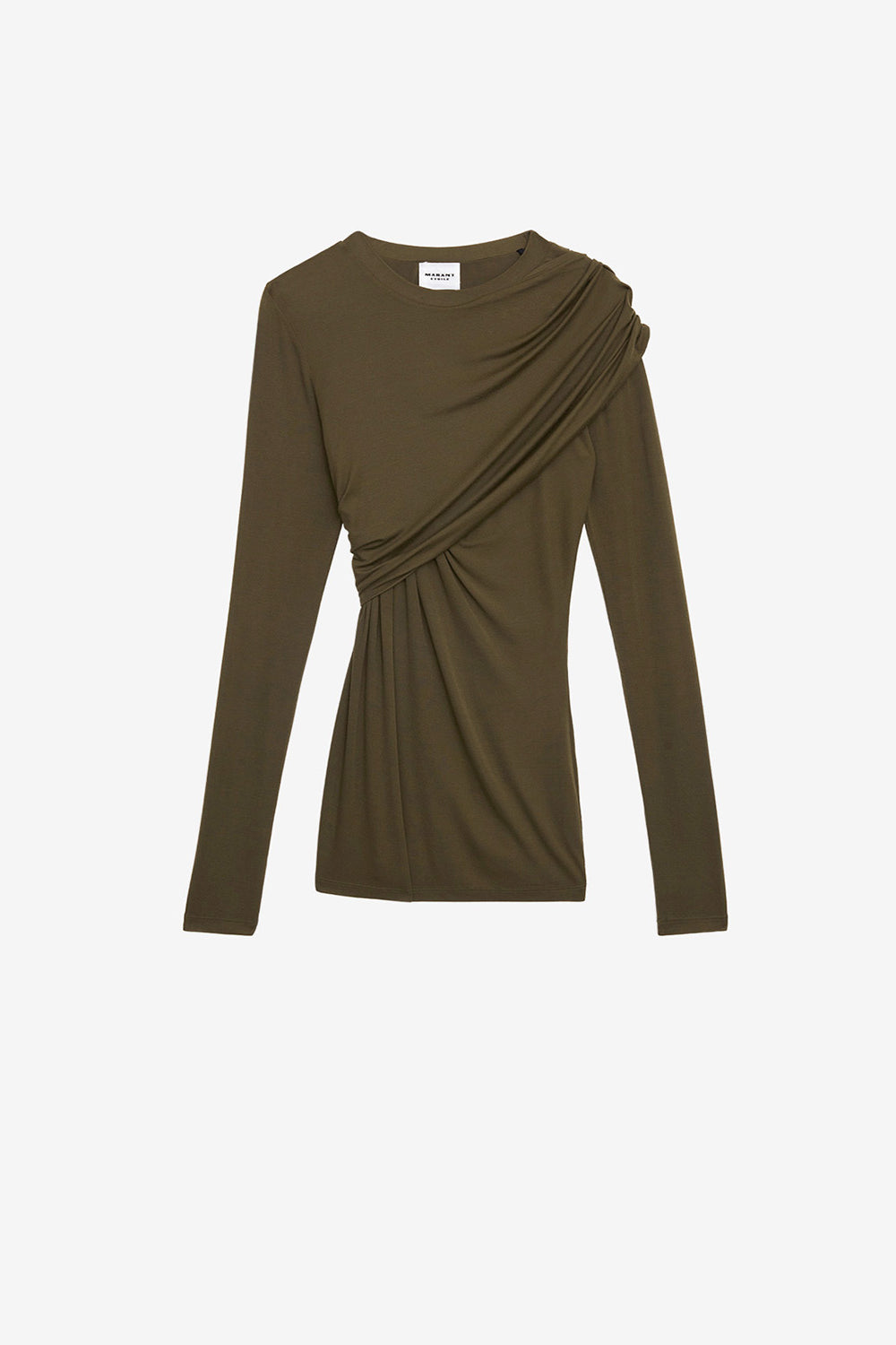 Top dressi de punto jersey drapeado - Caqui - Woman - 1