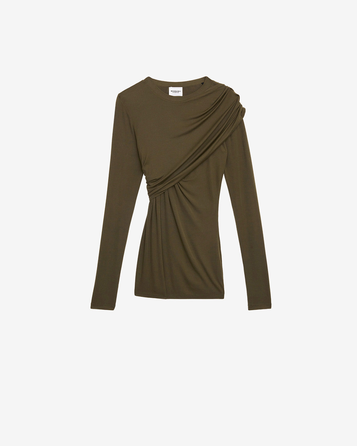 Dressi draped jersey top - Khaki - Woman - 4