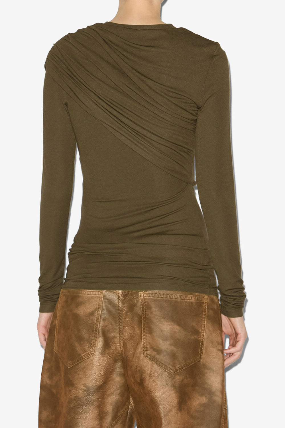 Top dressi de punto jersey drapeado - Caqui - Woman - 4