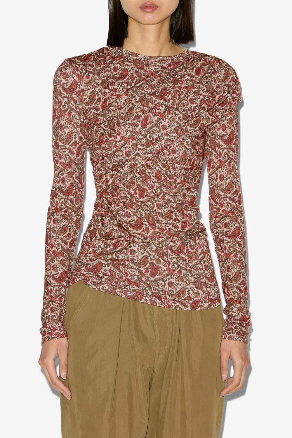 Top dressi de punto jersey drapeado - Naranja - Woman - 3