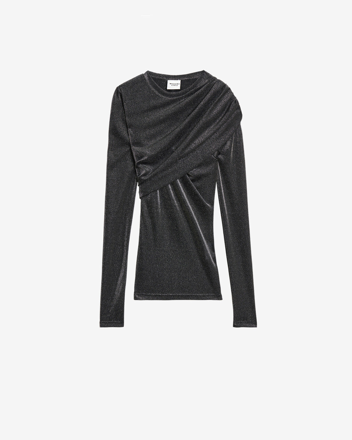 Dressi draped lurex jersey top - Gun metal - Woman - 1