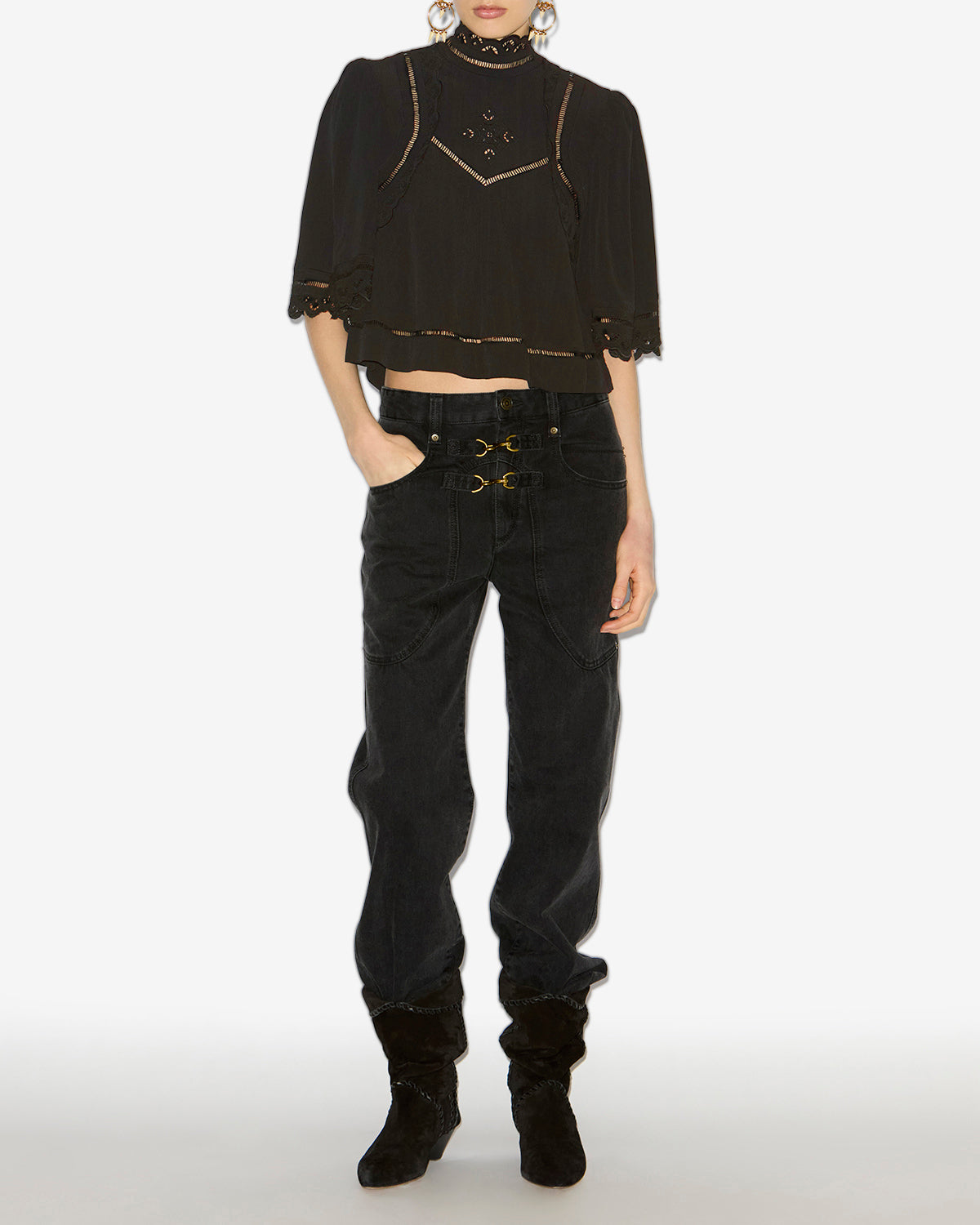 Frany 탑 Woman 검은색 4