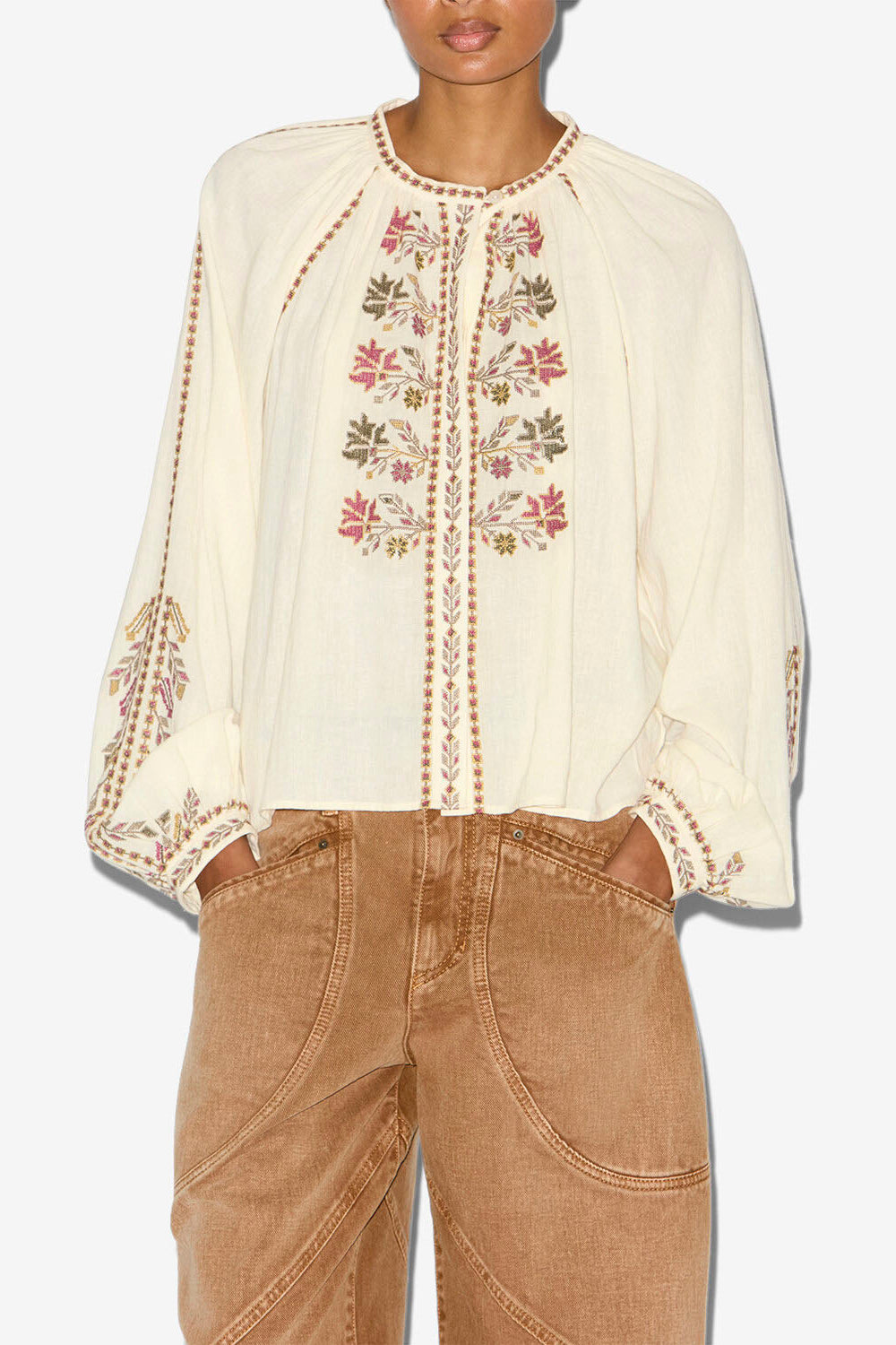 Blusa lynne de gasa bordada - Crudo - Woman - 3