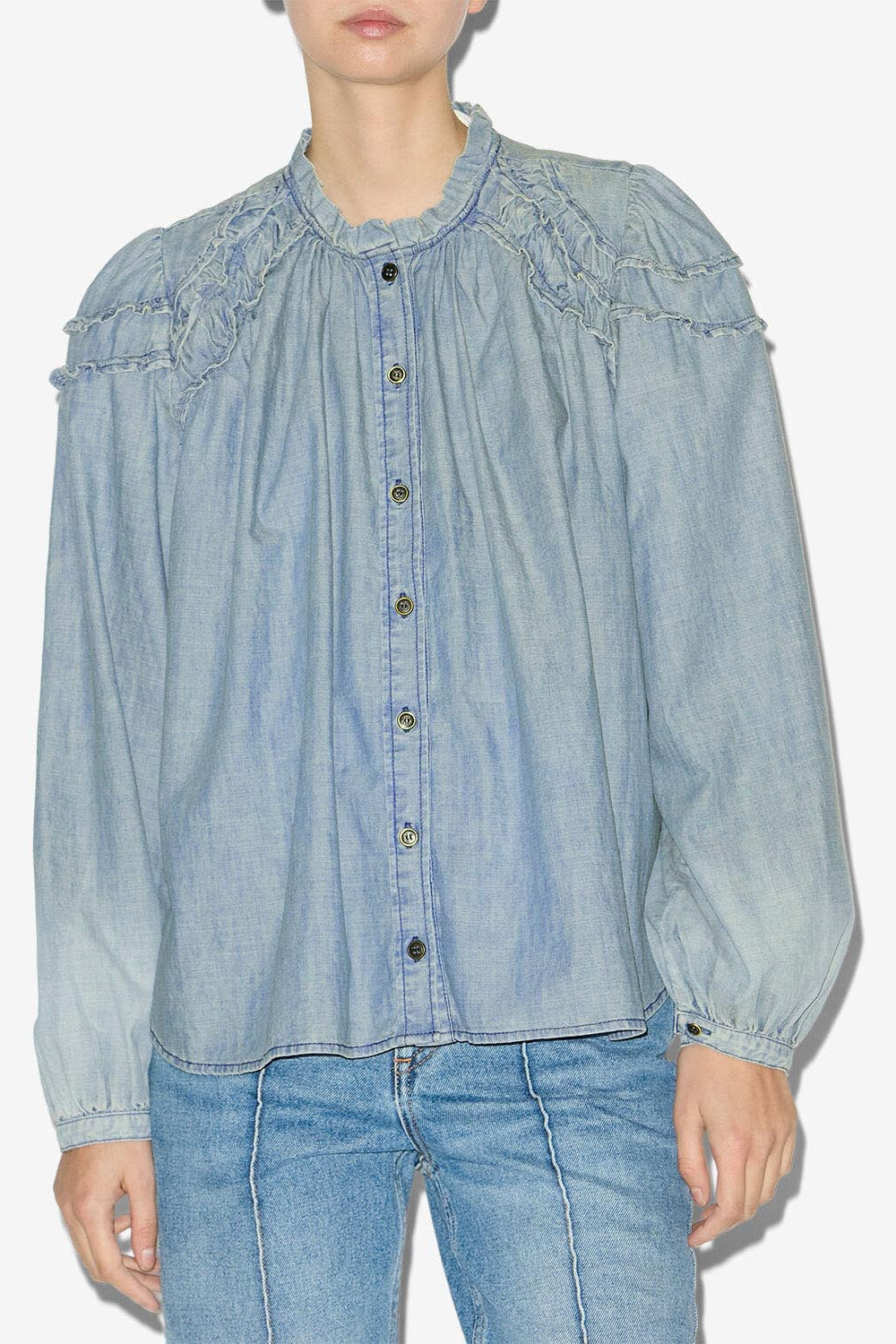 Blusa milya de cambray fruncido - Azul - Woman - 3