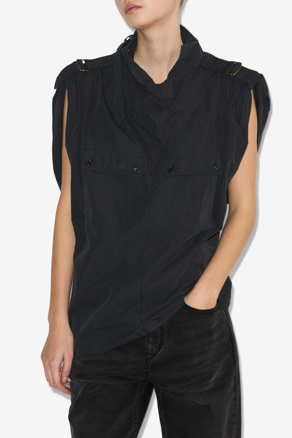 Top nemia en algodón crujiente - Negro lavado - Woman - 4