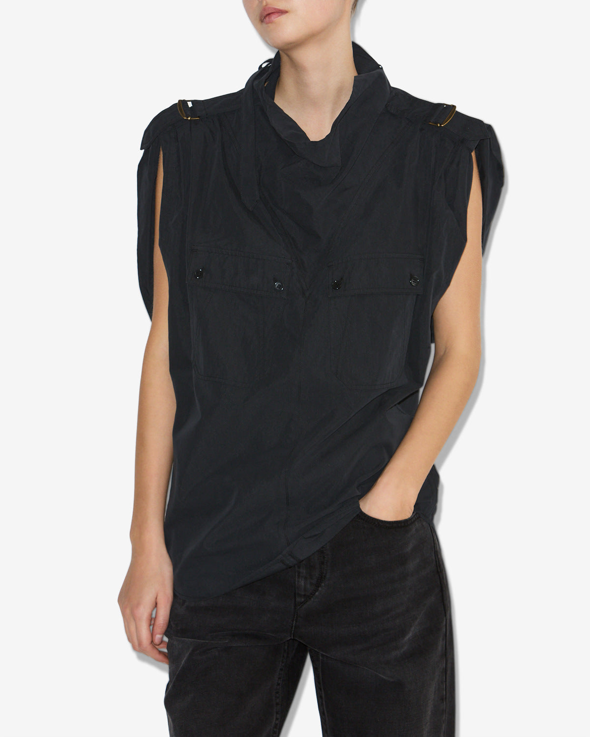 Top nemia in cotone croccante - Nero lavato - Woman - 3